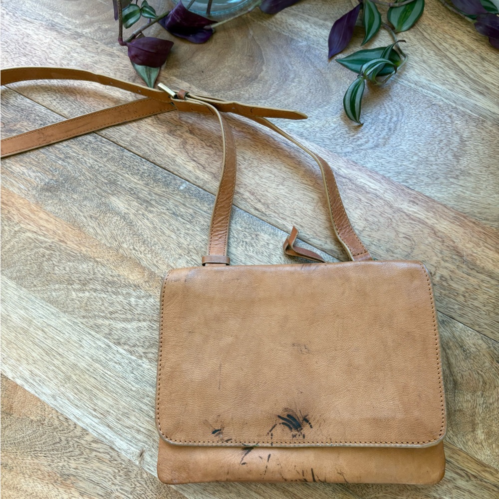 Tan Distressed Crossbody Bag